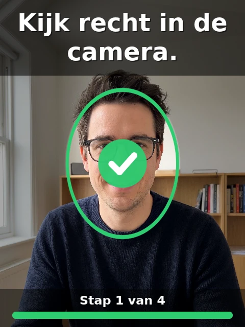 The same image with a green tick in the oval: the first step is done.